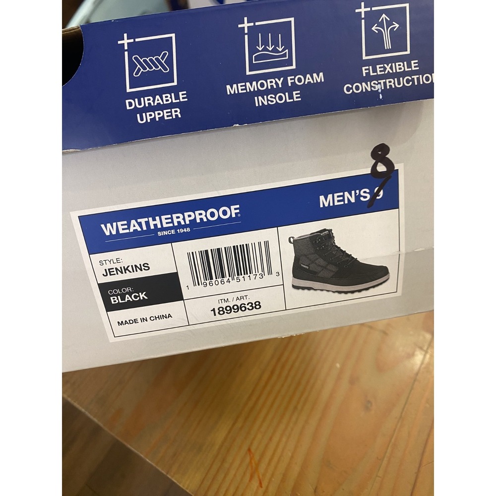 Weatherproof Jenkins Boot Men's Size‎ 8 Black Memory Foam - Picture 6 of 9